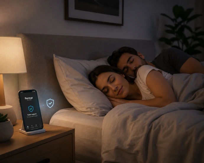 una pareja descansando y fermarsecure protegiendolos